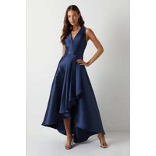 Coast Honoured Sleeveless Plunge Waterfall Twill Maxi Bridesmaid Dress - Navy - 10