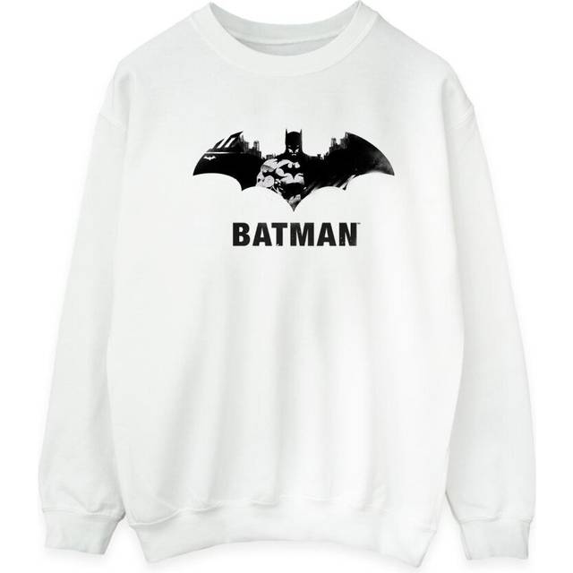 (XL, White) DC Comics Mens Batman Black Stare Logo Sweatshirt