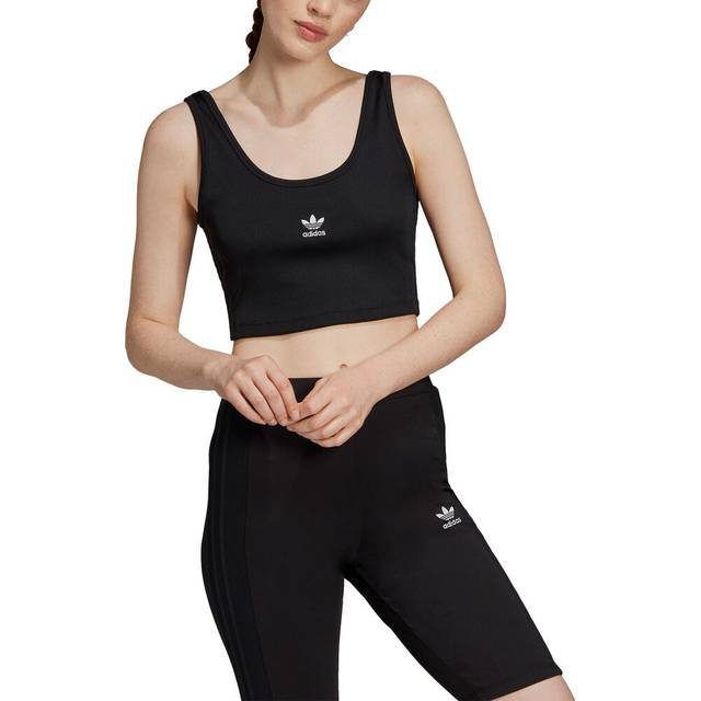 (UK10) adidas Originals Womens Crop Tank Top Black