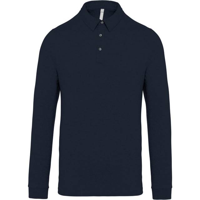 (2XL, Navy) Kariban Mens Jersey Knit Long Sleeve Polo Shirt