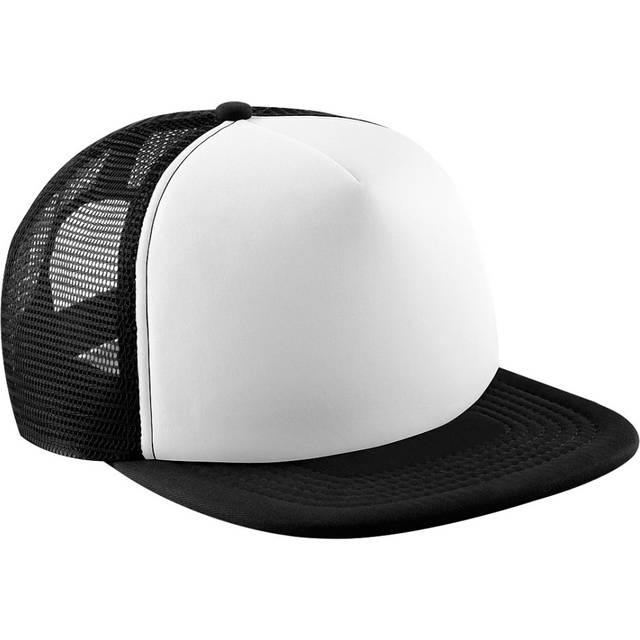 (One Size, Black/White) Beechfield Vintage Plain Snap-Back Trucker Cap (Pack of 2)