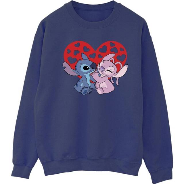 (XXL, Navy Blue) Disney Womens/Ladies Lilo & Stitch Hearts Sweatshirt