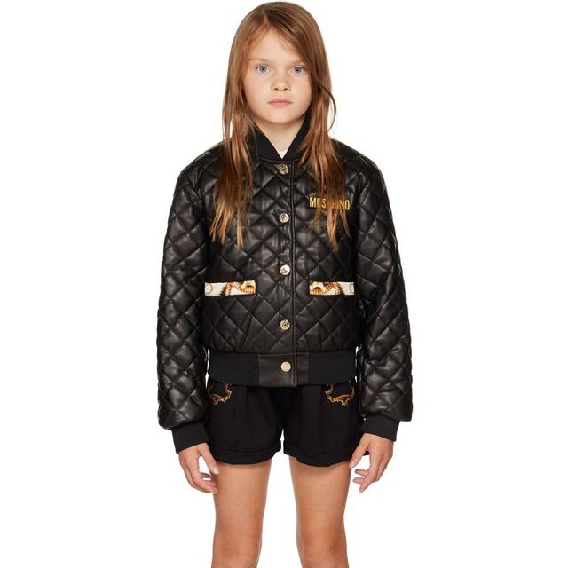 Moschino Kids Black Printed Faux-Leather Jacket - Var. 60100 Black - 4Y