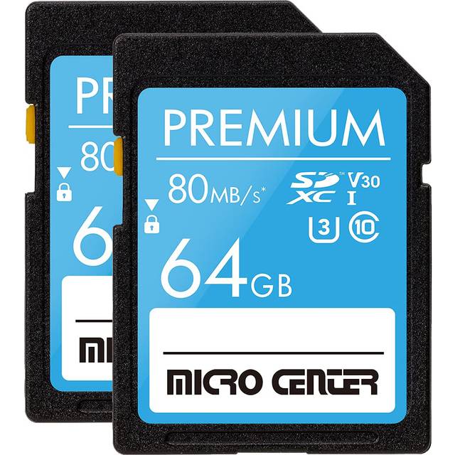 INLAND Premium 64GB SDXC Card 2 Pack from MicroCenter  Class 10 SD Flash Memory Card UHS-I C10 U3 V30 4K UHD Video R/W Speed up to 80/35 MB/s for Came