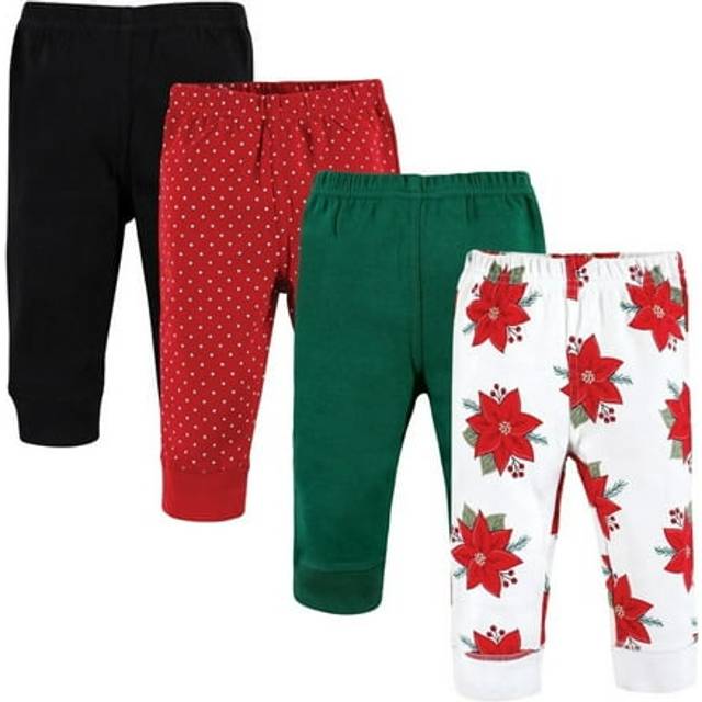 Hudson Baby Unisex Baby Cotton Pants and Leggings  Poinsettia  4 Toddler