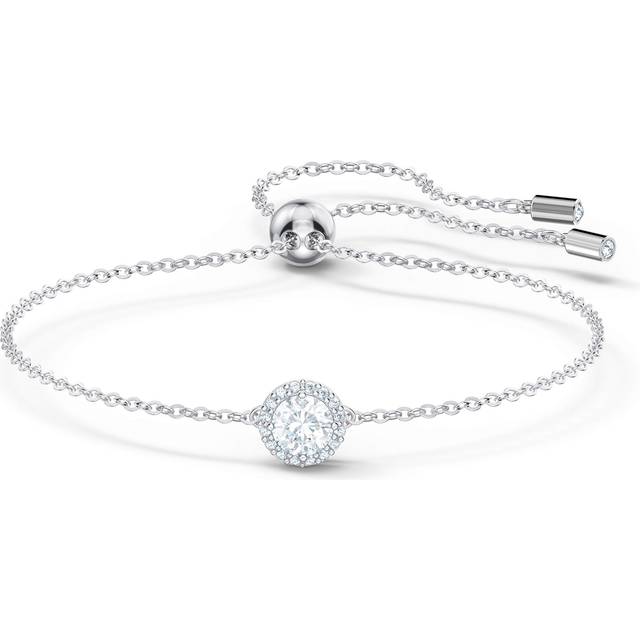 Swarovski Angelic Bracelet with Clear Crystals on a Rhodium Plated Chain with a Bolo Style Adjustable Closure
