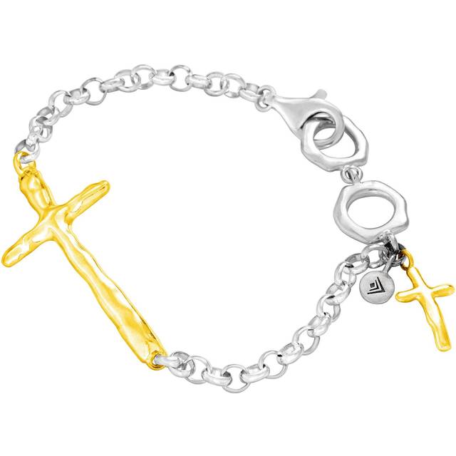 Silpada 'In Good Faith' Cross Bracelet in Sterling Silver, 8.25" - Two-Tone