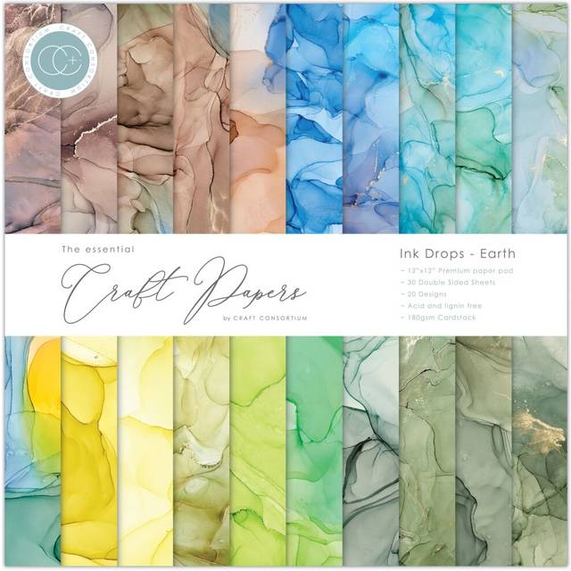 Paper Pad 12x12 - Craft Consortium - Ink Drops Earth