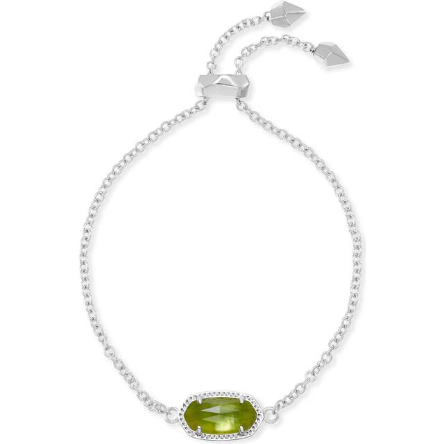 Kendra Scott Elaina Link Chain Bracelet for Women Fashion Jewelry Rhodium-Plated Peridot Illusion