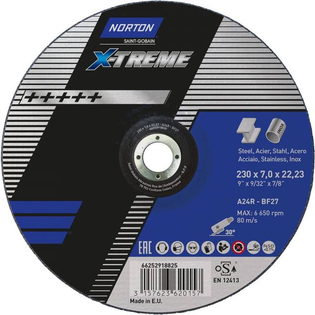 Norton Saint Gobain 230x7.0x22.23mm Nor-Xtreme Grinding Disc A24R Ty- you get 10