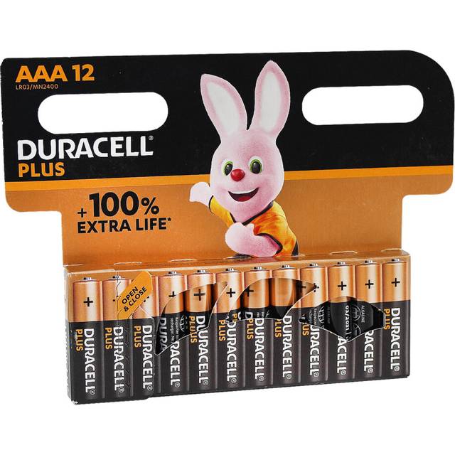 (12) Pack 12 Duracell Plus AAA Alkaline Power Battery 1.5v LR3 MN2400 100% Extra Life