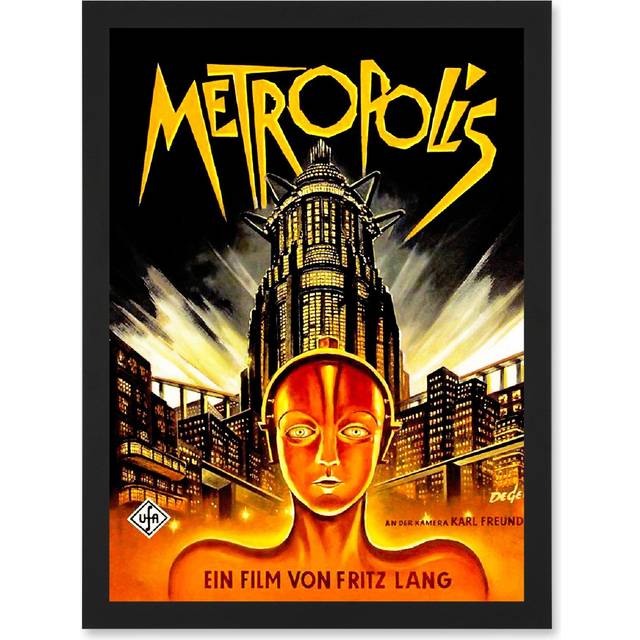 Vintage Film Movie Metropolis 1927 Sci Fi Machine Future Fantasy Artwork Framed Wall Art Print A4 - Black - One Size