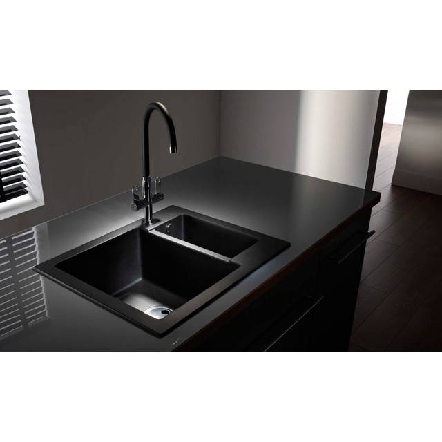 Zero 1.5 Bowl Undermount Kitchen Sink - Black (600mm L X 500mm W)