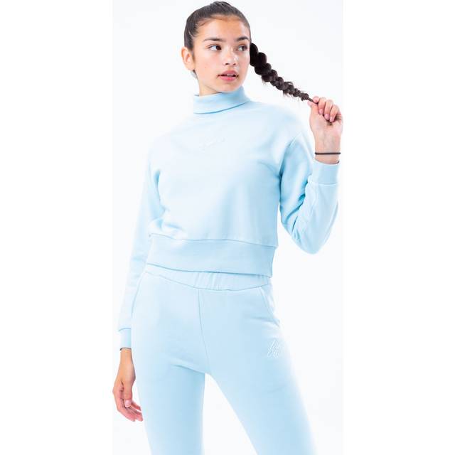 hype pale blue high neck girls crop sweatshirt