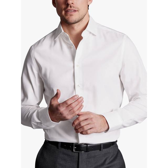 Charles Tyrwhitt Non-Iron Cotton Linen Plain Slim Fit Shirt
