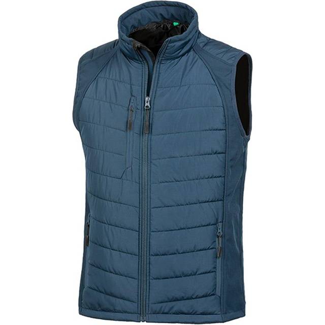 (2XL, Navy/Red) Result Mens Black Compass Padded Soft Shell Gilet