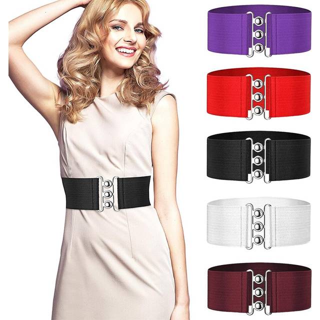 Enzo Womens Elasticated Belt - Burgundy - Size Medium