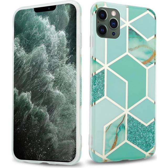 (Green light green gold marble No.3) Cadorabo Case for Apple iPhone 12 PRO MAX TPU Silicone Cover Protection