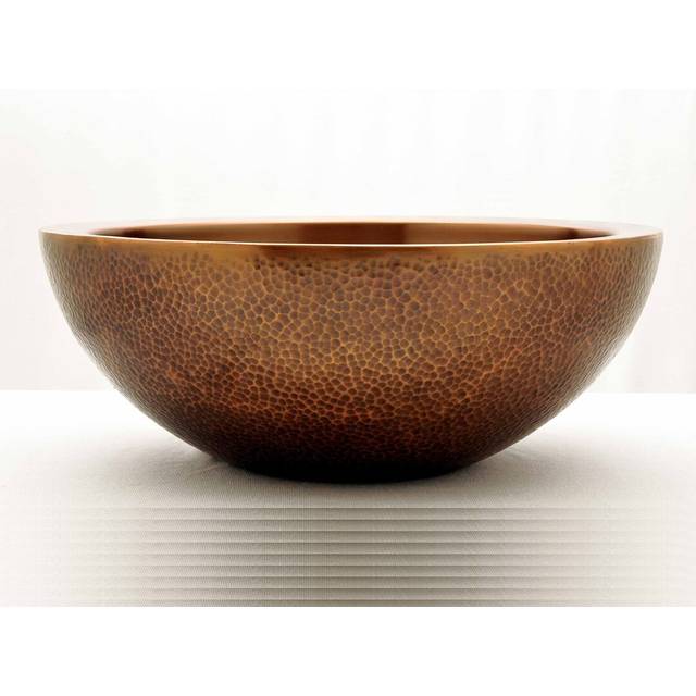 Lavalley Orange Copper Handmade Circular Countertop Basin Bathroom Sink - Rose Gold (150mm L X 150mm W X 60mm H)