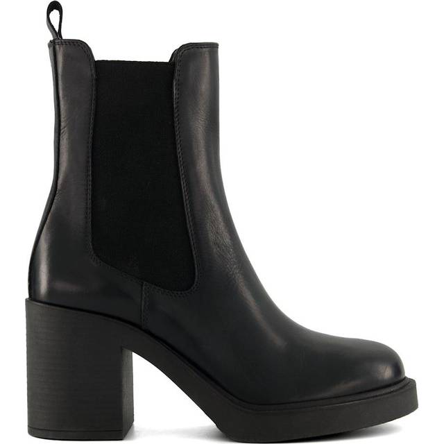 Dune London Womens Ladies Pinaz - Block-Heel Ankle Boots - Black Leather (archived) - Size UK 8