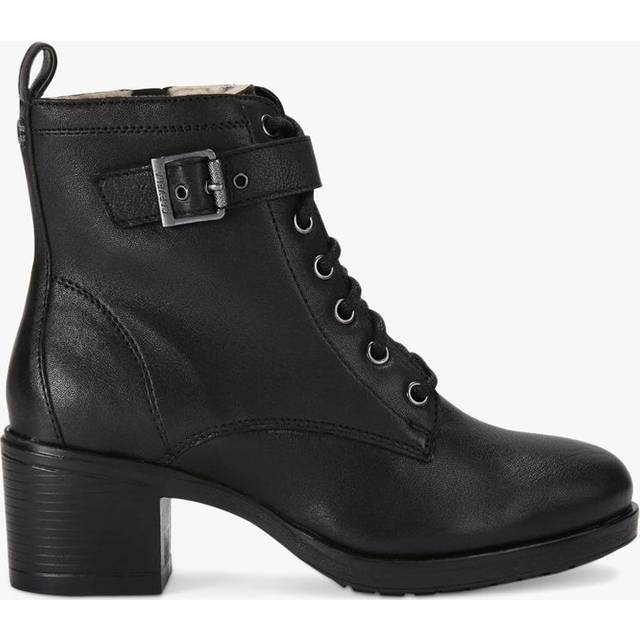 Carvela Snug Leather Lace Up Ankle Boots, Black