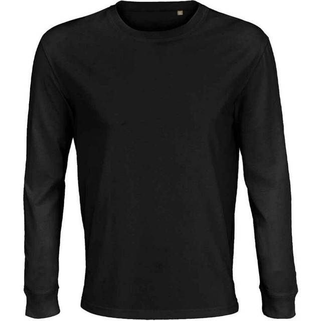 (3XL, Deep Black) SOLS Unisex Adult Pioneer Organic Cotton Long-Sleeved T-Shirt