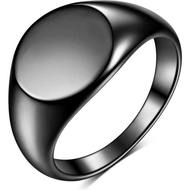 Personalised Initial Engrave Stainless Steel Round Signet Blank Plain Ring Band High Polished U.S.Size - Red