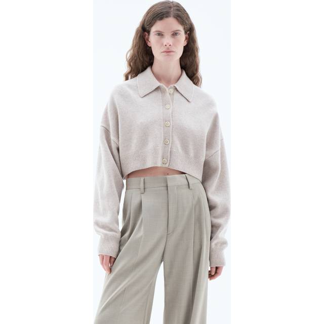 Filippa K Taupe Cropped Cardigan - 9983 Light Taupe Mel - XL