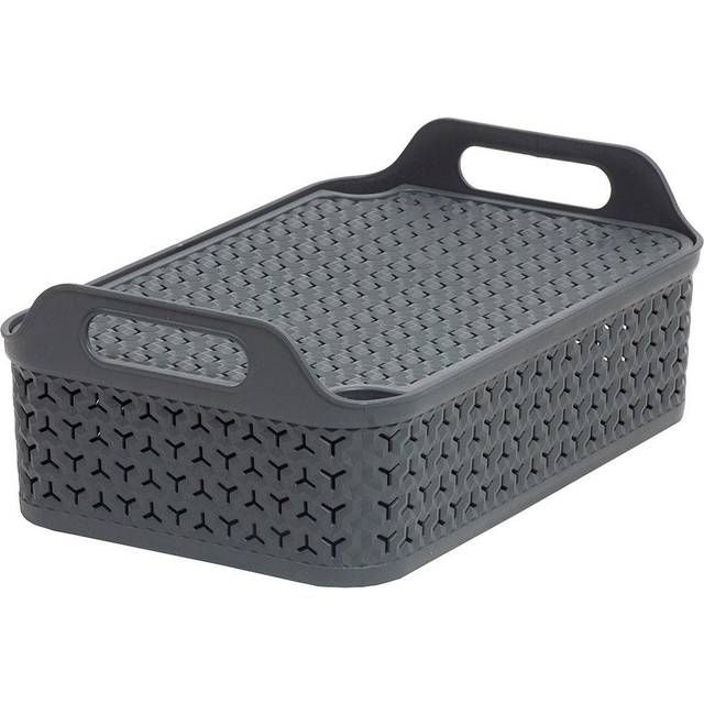 Strata shallow urban basket & lid – charcoal 33 litre