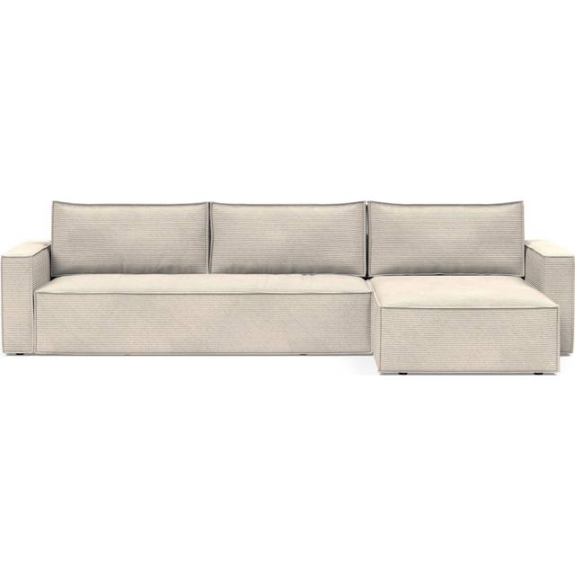 Innovation Living - Newilla Sofa Bed with Lounger 346x190cm - elfenbein/Stoff 595 Corduroy Ivory - ivory (88.0 x 346.0 x 190.0cm)