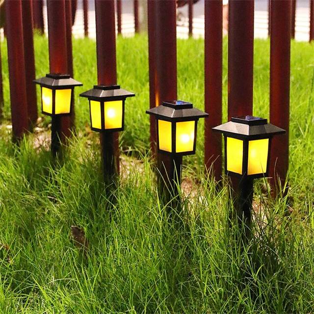2/6pcs Pathway Lights Outdoor Solar Simulation Flame Lamp Solar Lawn Outdoor Waterproof for Villa Yard Gazebo Landscape Lights Garden Decoration Lamps