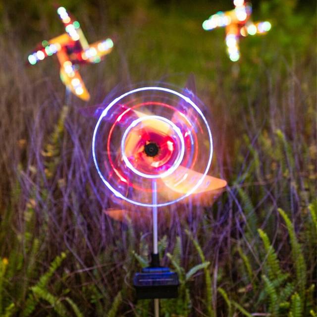 2pcs Solar Windmill Lights Outdoor Garden Light Waterproof LED Garden Light Park Walkway Solar Landscape Lamp