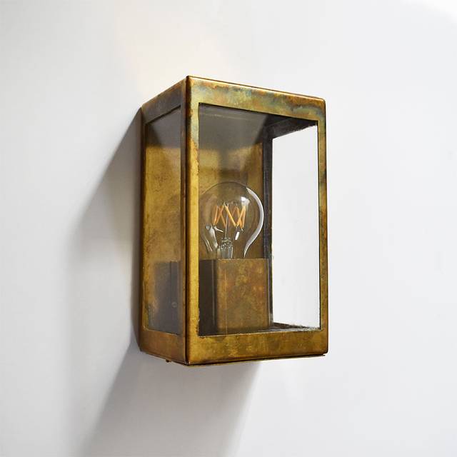 Westport Coastal Cabin Half Lantern Outdoor Wall Light - Brass