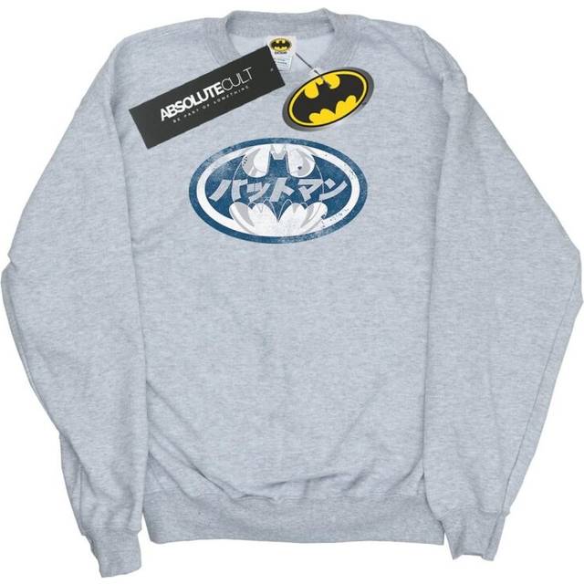 DC Comics Mens Batman Japanese Logo White Sweatshirt XXL grey