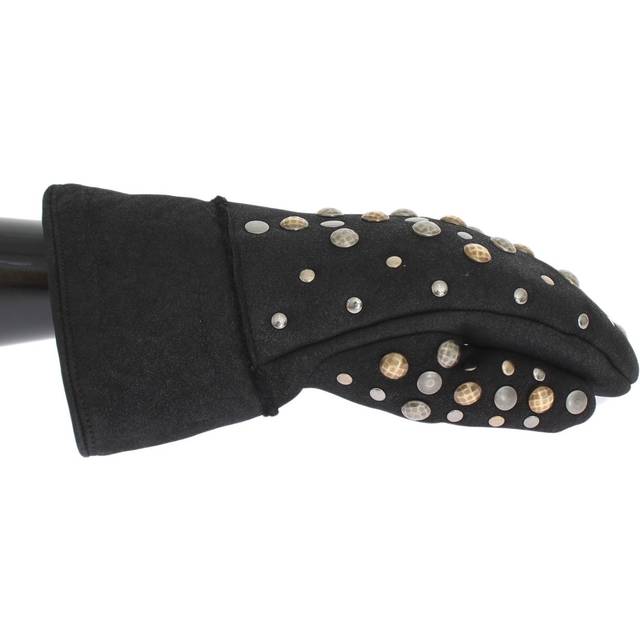 Dolce & Gabbana Gray Wool Shearling Studded Gloves - 9|M (9|M)