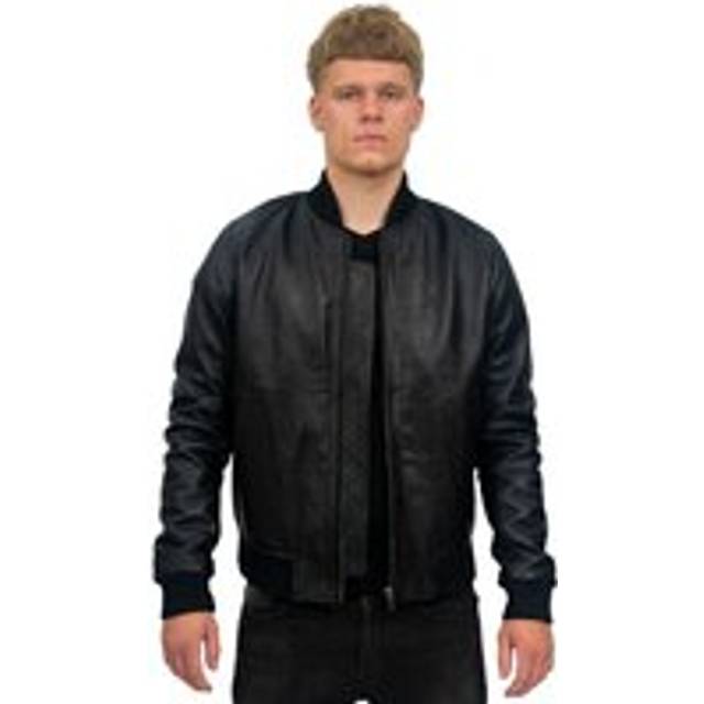 (5XL) Men's Varisty Black 100% Leather Bomber Jacket