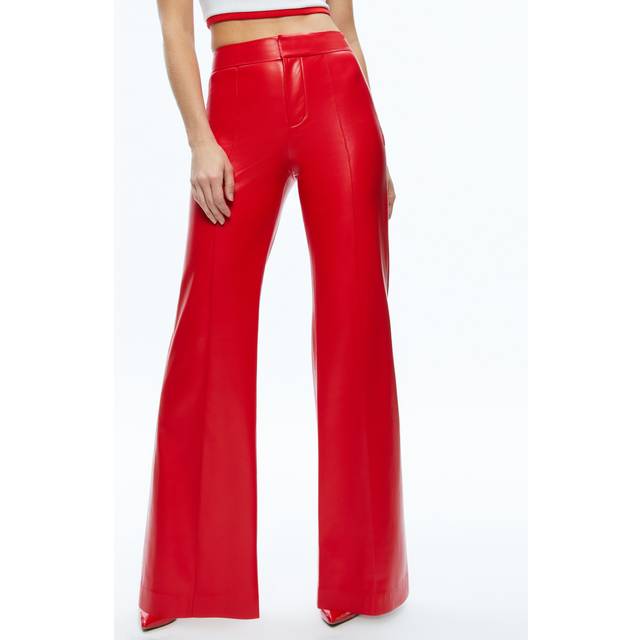 Dylan High-Rise Vegan Leather Pants - BRIGHT RUBY