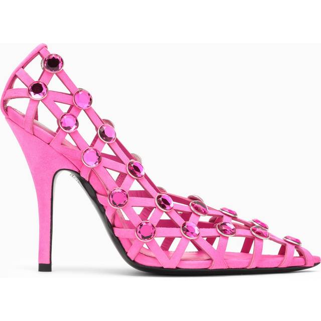 The Attico Grid crystal-embellished suede pumps - pink (UK 3.5)