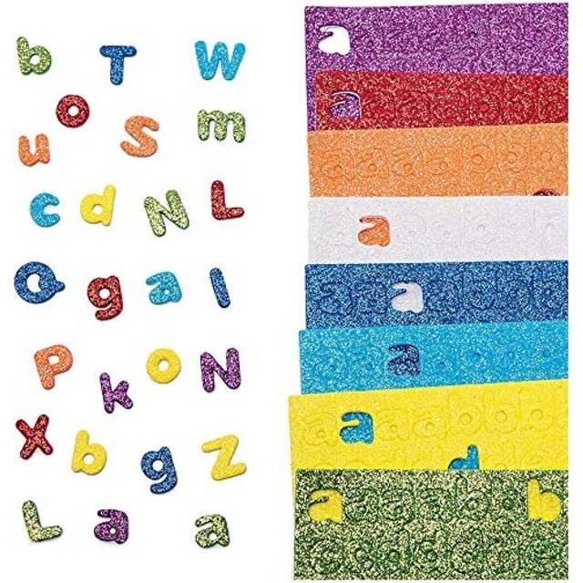 FC757 Rainbow Self-Adhesive Glitter Foam Letters - Pack of 1160, Self-Adhesive Stickers for Kids, Crafts for Kids, Stickers for Children