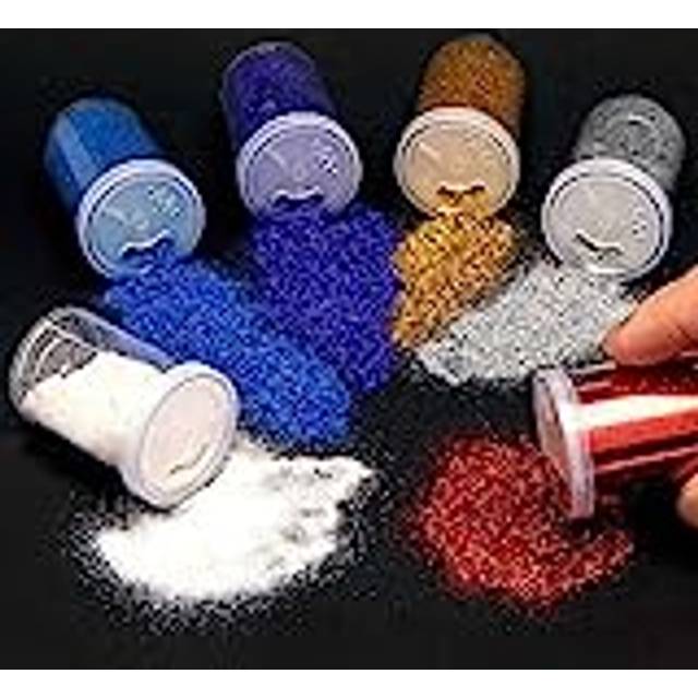 PJ108 Red White and Blue Glitter Shakers â Pack of 6, Craft Essentials, Glitter for Kids