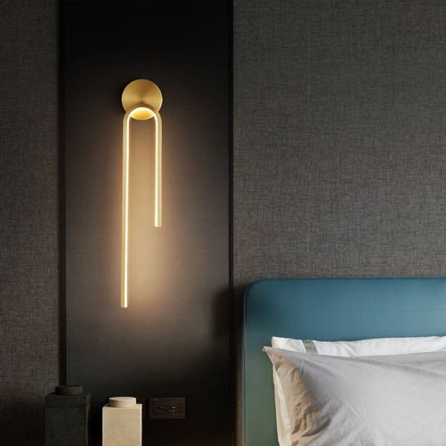 "LED Wall Lights Indoor Copper, Modern LED Wall Sconce Lighting 21.4"" Linear Slim Tube Shaped Gold Wall Mounted Lamp for Stairway,Bedroom"