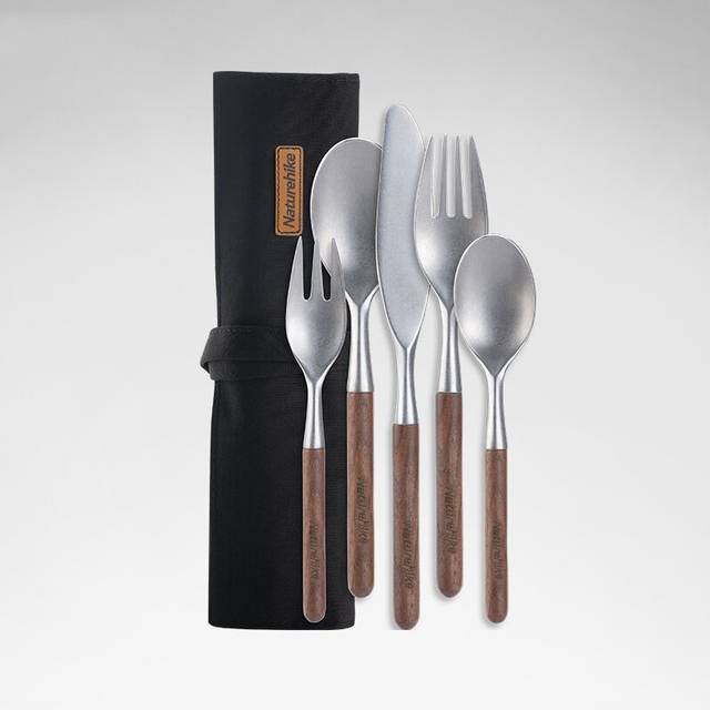 Naturehike Picnic Tableware Knife Fork Spoon Wooden Handle Cutlery Portable Dinnerware Outdoor Camping Travel