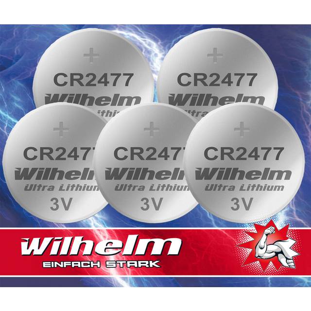 Wilhelm 5 x CR2477 CR 2477 3 V 1070 mAh litiumknappbatteri 24 x 7,7 mm DL2477