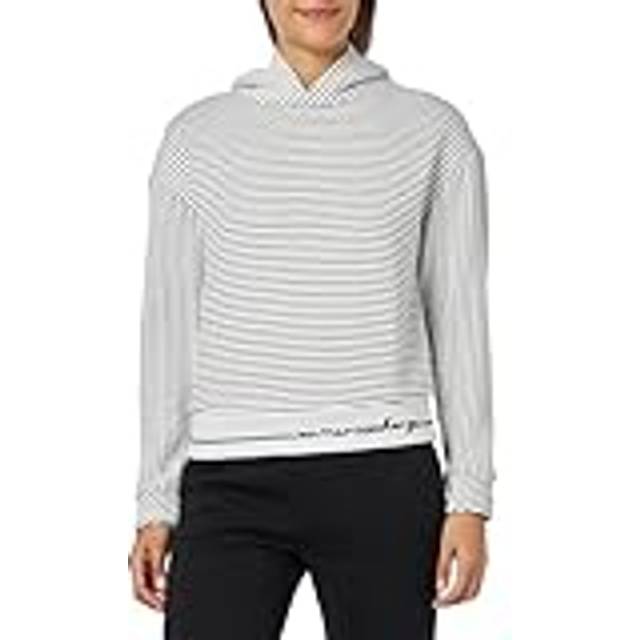 Armani Exchange, Hoodies, female, White, XS, Striped Hooded Sweatshirt