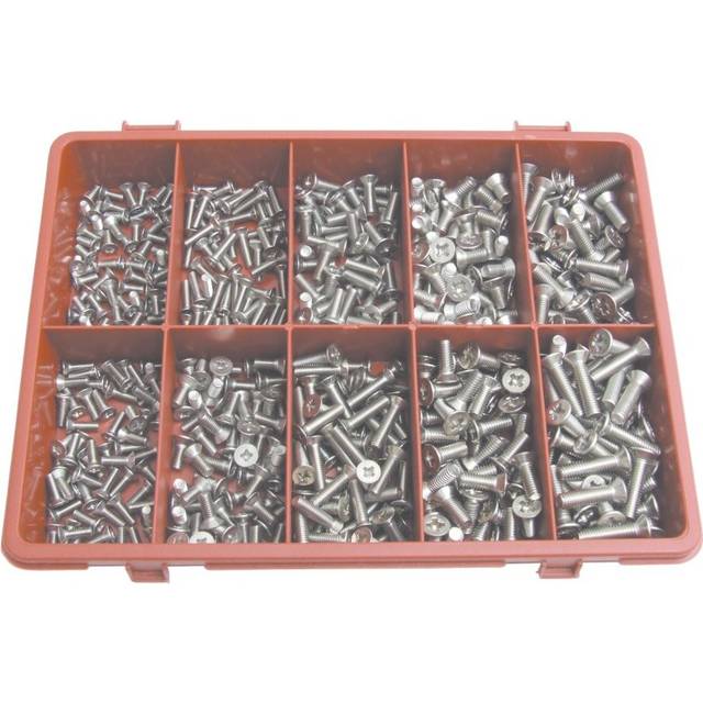 Qualfast metric pozi countersunk m/c screw kit a2 avg-500pc