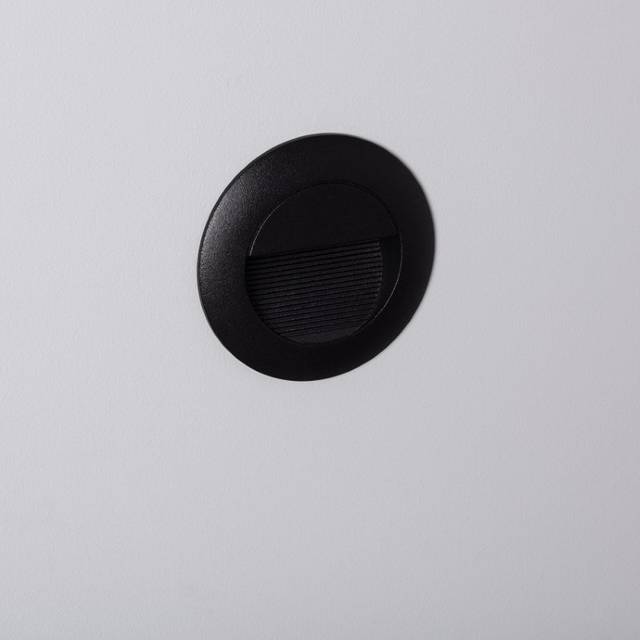 Edit Wabi 3W Round Warm White LED Recessed Outdoor Wall Light - Black