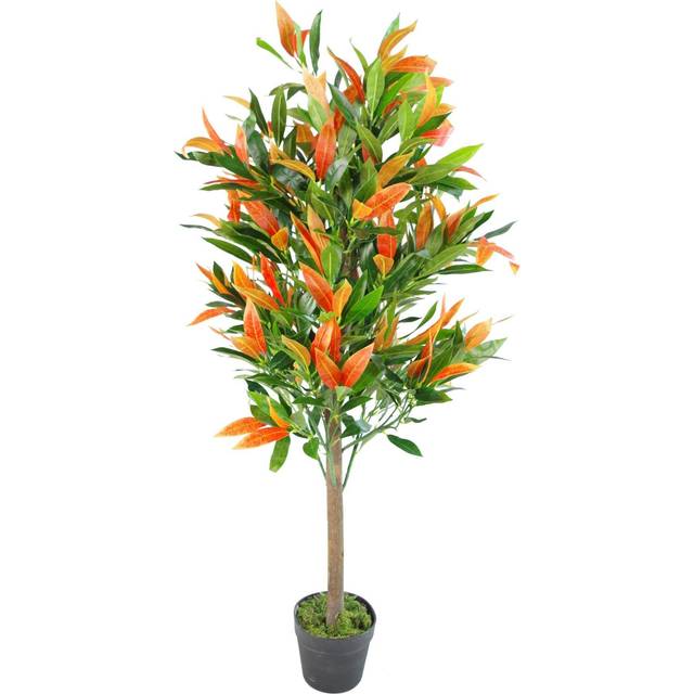 Artificial Red and Green Ficus Tree in Pot (130cm H X 20cm W X 20cm D)