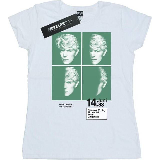 David Bowie, dam/dam, konsertaffisch 1983 T-shirt i bomull XL vit