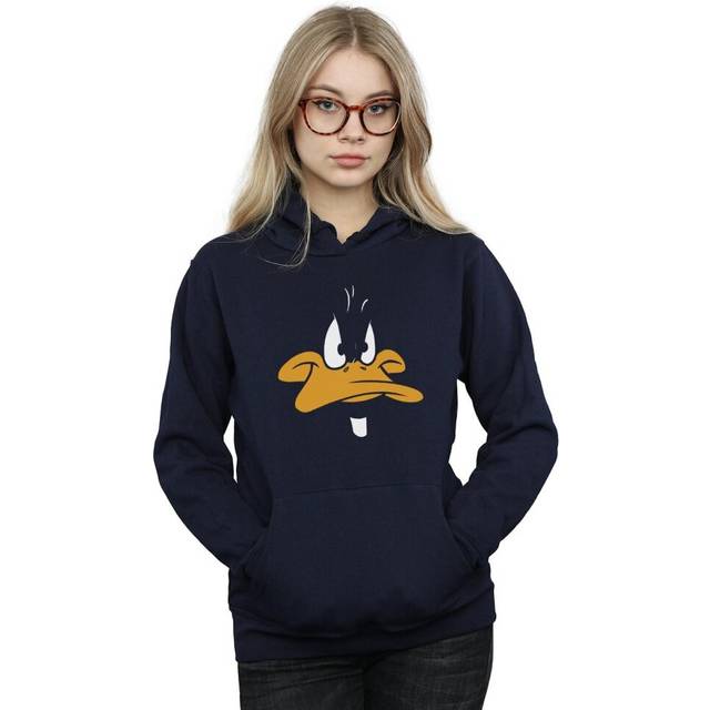 Looney Tunes Womens/Ladies Daffy Duck Big Face Hoodie L navy blue