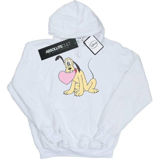Disney Womens/Ladies Pluto Love Heart Hoodie XL white